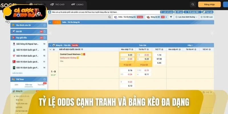 Bảng kèo đa dạng giúp người chơi tối ưu hóa lợi nhuận đặt cược